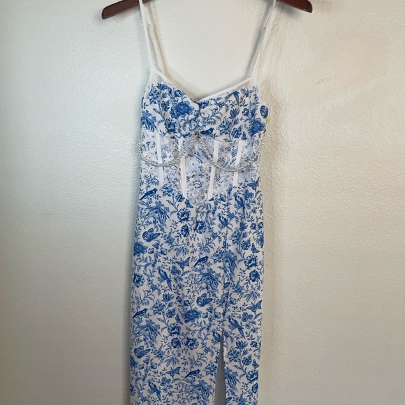 SHEIN Blue and White Floral Patterned Dress - Picture 6 of 7